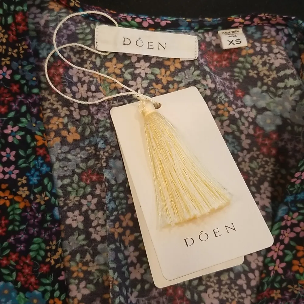 💕DOEN💕 Charleston Dress ~ Navy Lady Bird Floral Long Sleeve Cotton XS NWT - Image 14