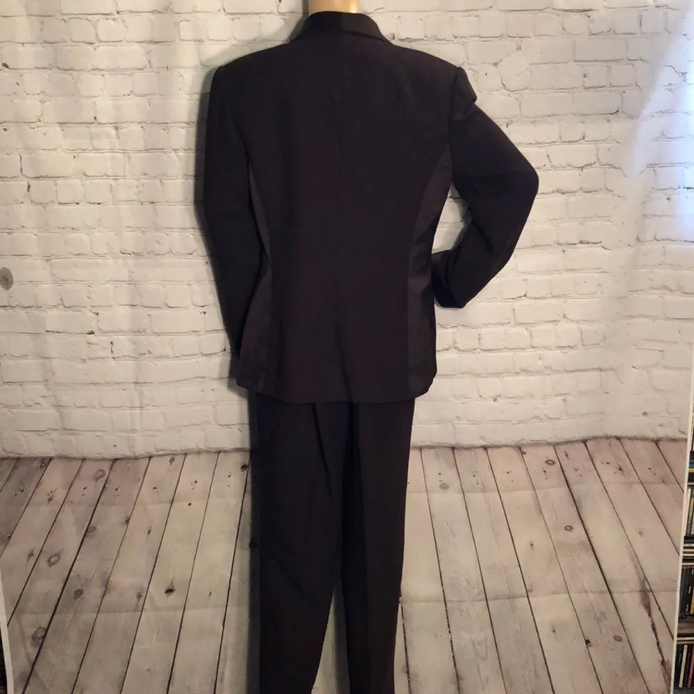 Kasper 2 Piece Pant Suit Careerwear Dark Brown 1990s Y2K Size 10 - Image 6