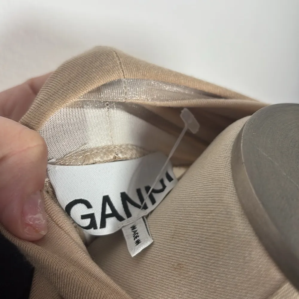 Ganni Tan Ribbed Fitted Long Sleeve Top - Image 3