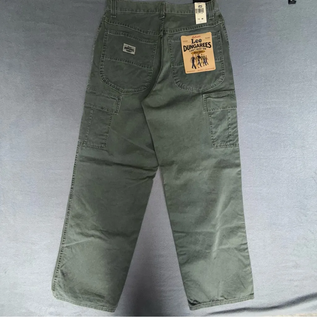 NEW Lee Dungarees Womens Army Green Cargo wide‎ leg Jeans size 13 Cabincore - Image 2