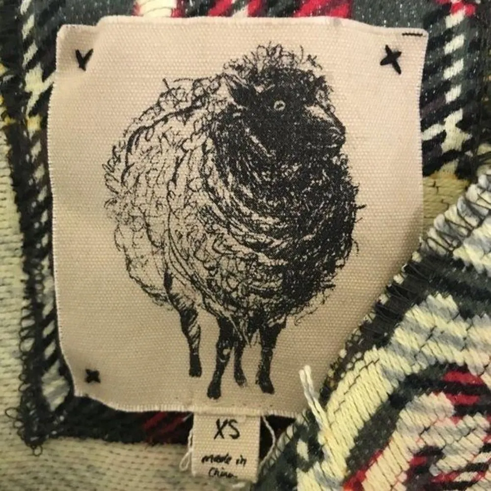 Oversized poncho floal scroll design fringe sweatshirt sweater xs Green - Image 8