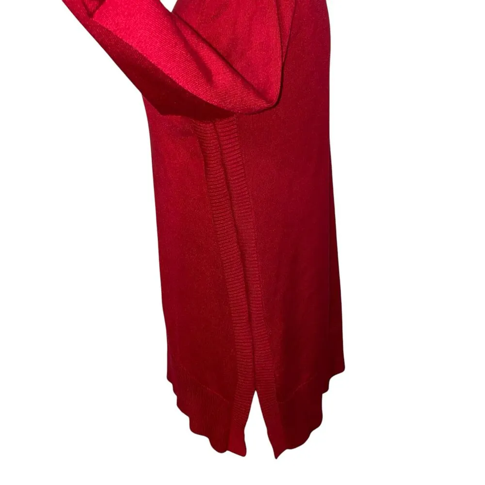 Adrienne Vittadini Solid Red Knit Tunic Sweater Size Medium - Image 3