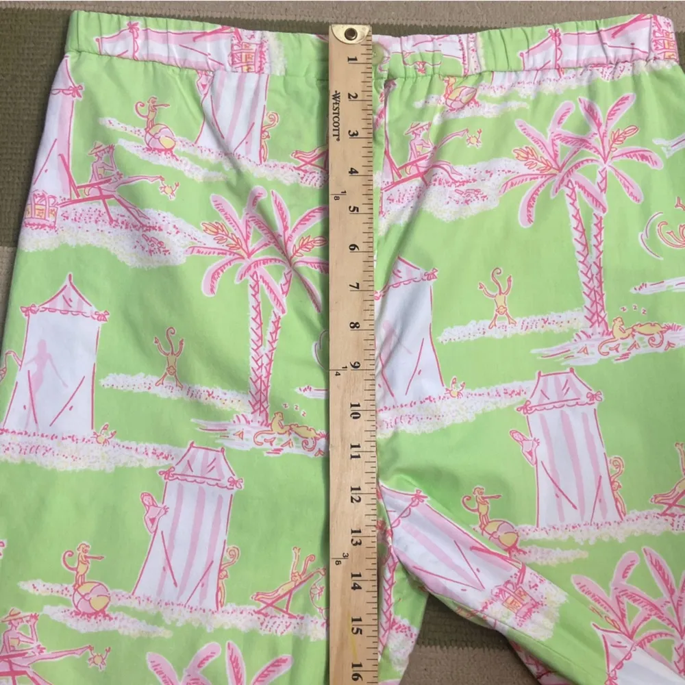 Lilly Pulitzer Size S Vintage Crop Pants Cabana Banana Stretch Green Pink Resort - Image 3