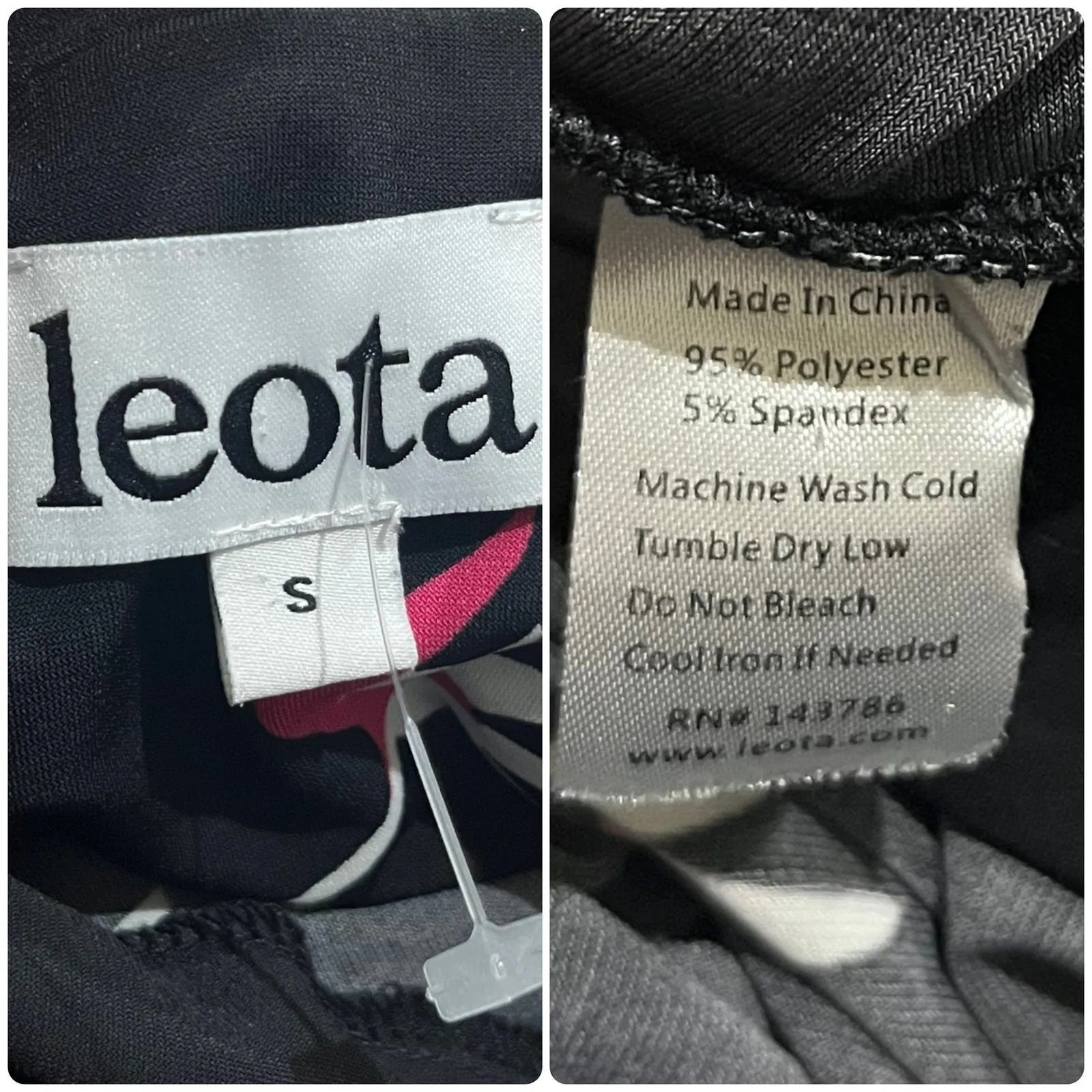 Leota Black Floral Jersey Button Front Waist Tie Belt Side Slits Dress Small - Image 14