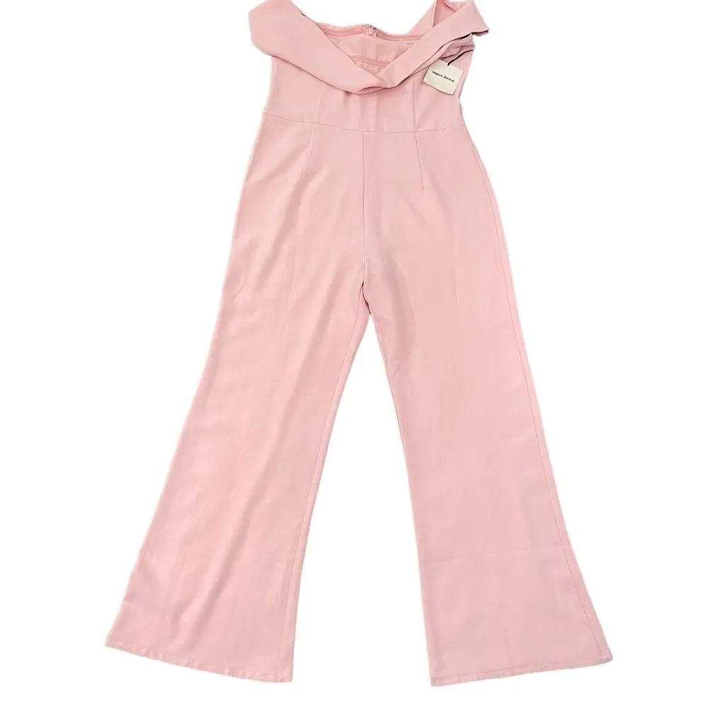 NWT Super‎ Down Aubrey Off-Shoulder Jumpsuit Pastel Pink Size MEDIUM - Image 5