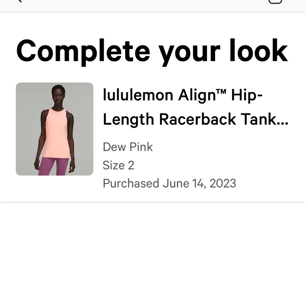 Lululemon Align Hip Length Racer Back Tank 
Dew Pink - Image 2