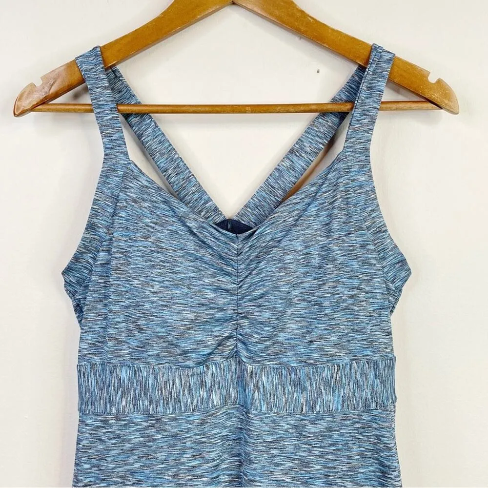 Prana Amaya Soft knit Racerback Activewear Dress SpaceDye Blue comfy womens L - Image 3