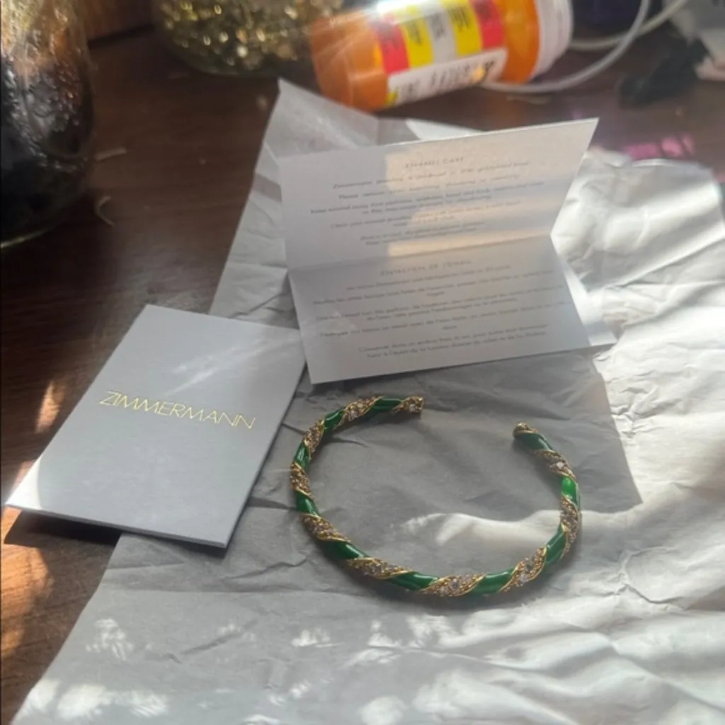 ZIMMERMANN Gold tone, enamel and crystal bangle green - Image 7