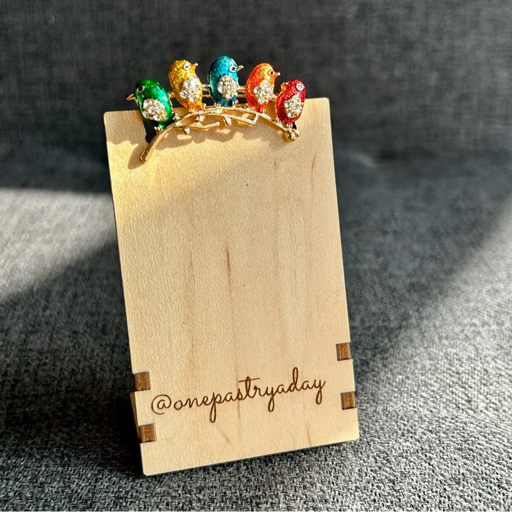 Colorful, Sparkly “Birds on a Branch” Fashion Rhinestone Brooch, Gold - Image 13