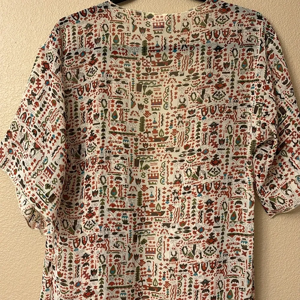 MONROE Size SMALL Fringe Kimono Wrap Coverup Boho Ethnic Earthy - Image 11