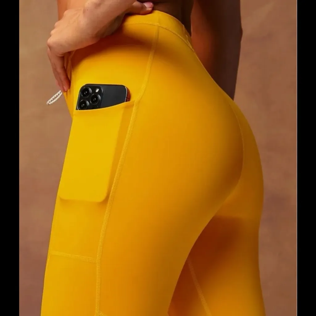 Motion 365 High Waisted Fabletics Vibrant Mustard Leggings - Image 2