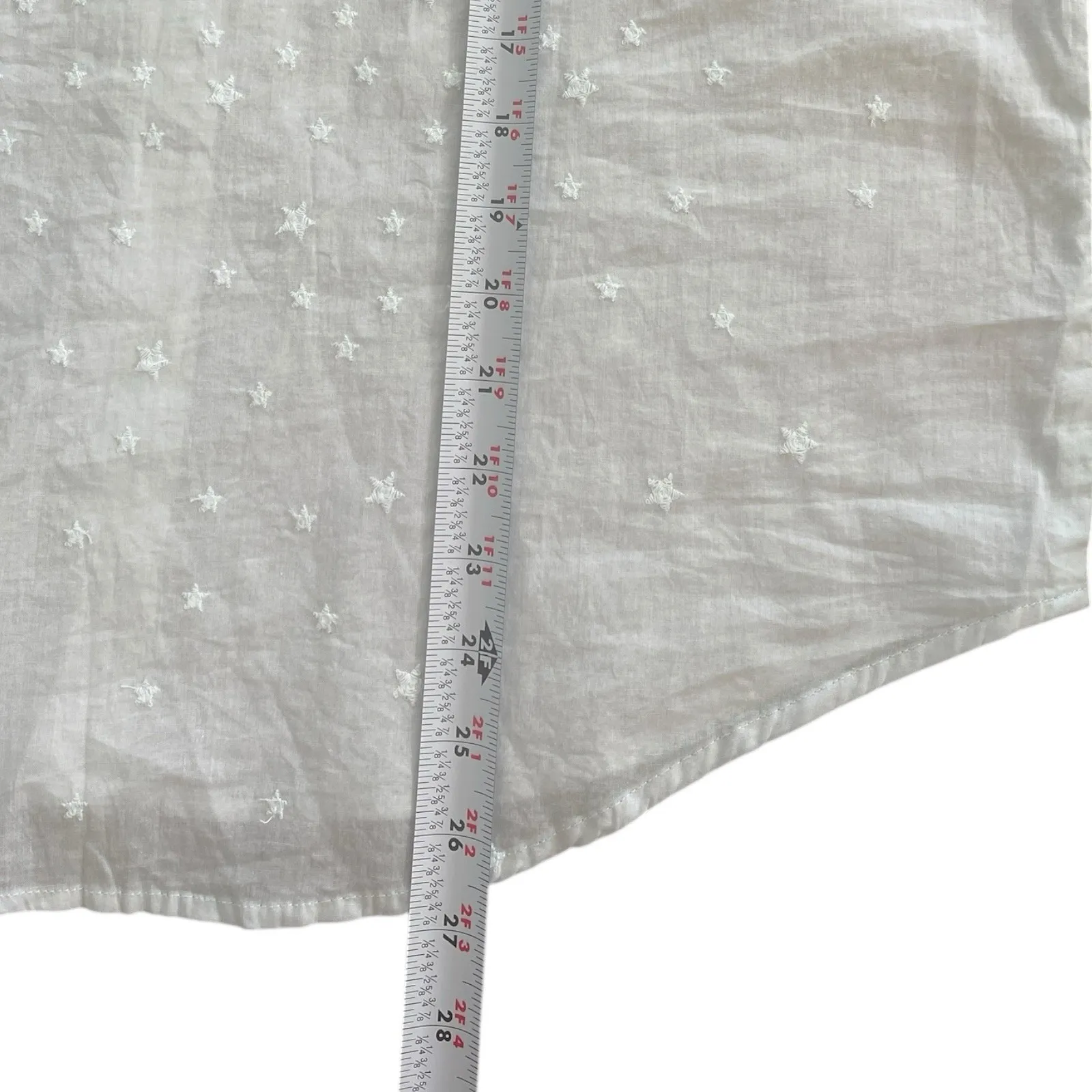 Love Stitch Star Embroidered Button Up Lightweight Cuffs Shirt Med Y2K Soft Girl - Image 7