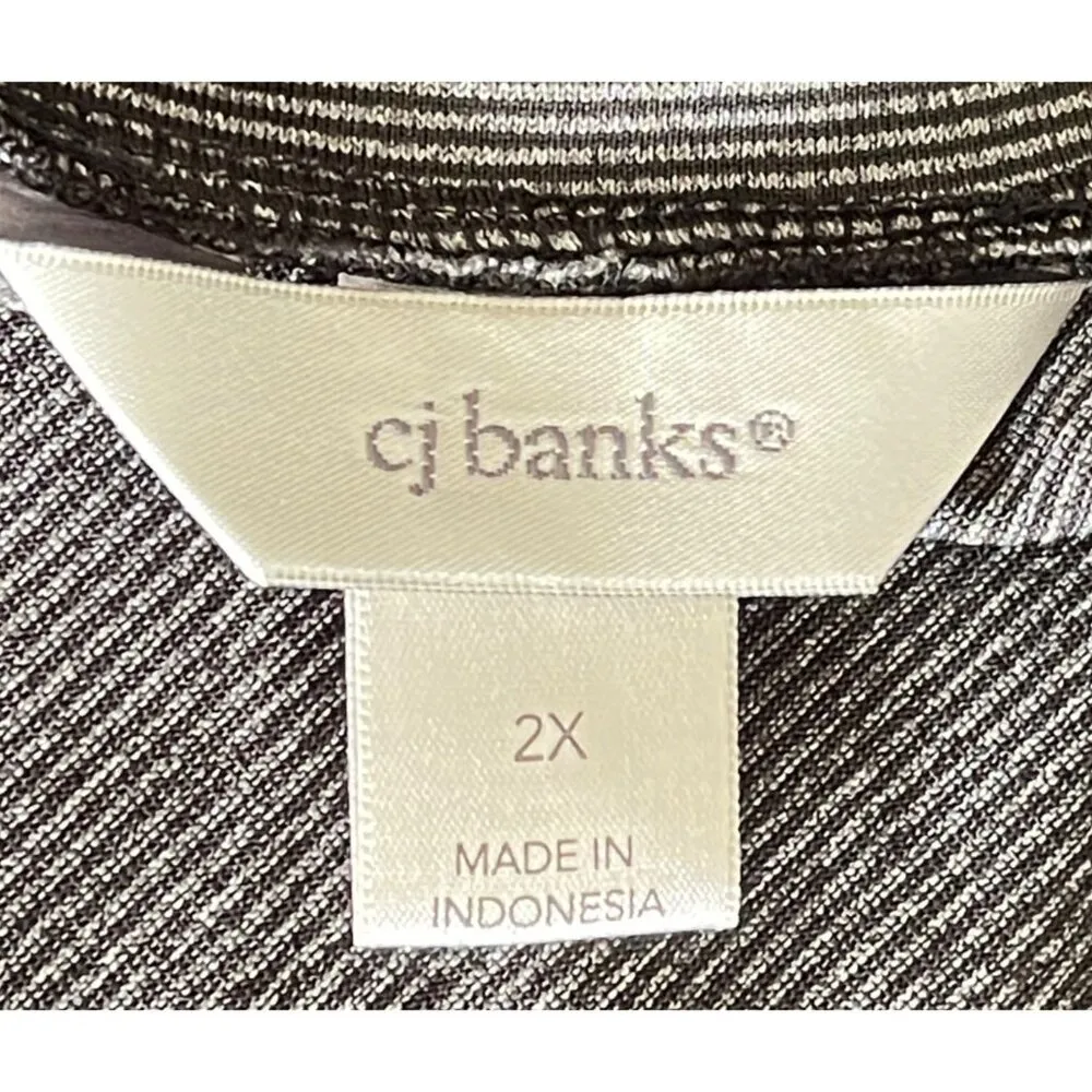 CJ Banks Pinstriped Maxi Skirt Black Gray Women Plus Size 2X - Image 6