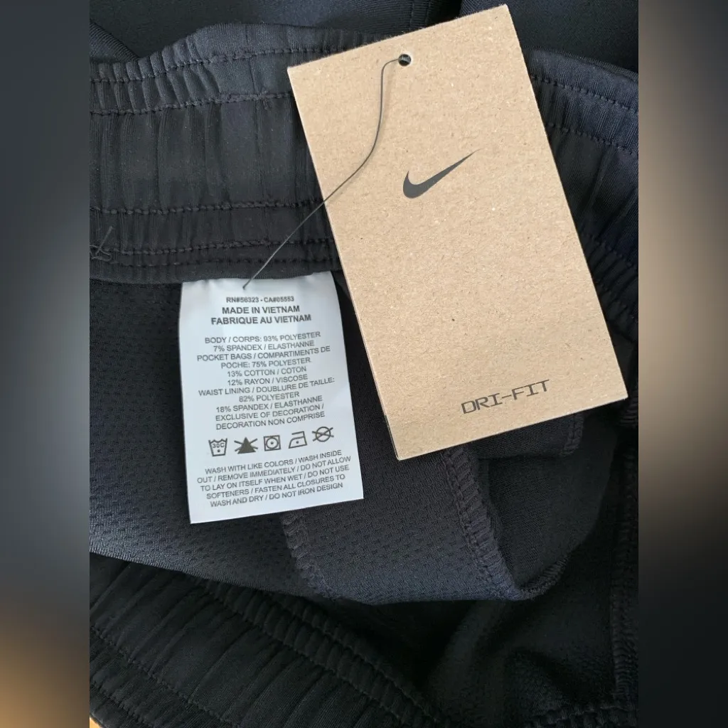 Nike women's Dri-FIT training shorts in black W/ Side zip Pockets - Image 5