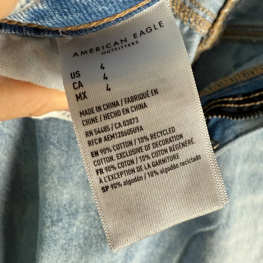 American Eagle Denim Maxi Skirt Front Slit Light Wash Size 4 Streetwear - Image 6