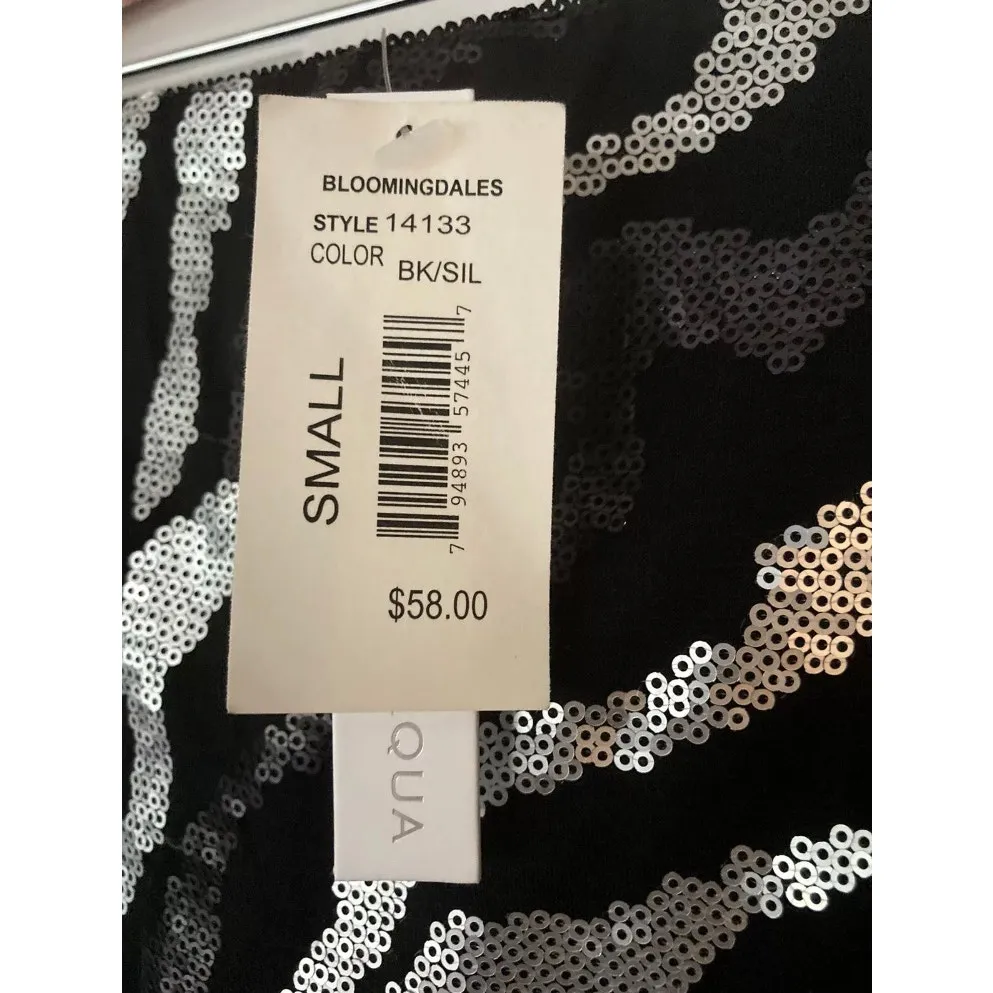 Sequin Skirt Black and Silver Small Aqua - Image 4