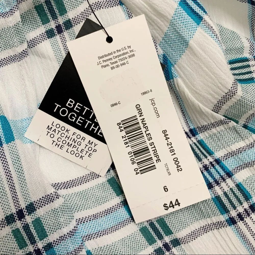 NWT a.n.a Size 6 Green Naples Stripe Faux Wrap Skirt - Image 13