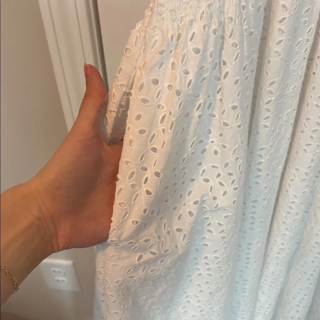 J. CREW Provence Smocked-Waist Midi Dress in Eyelet XS - Image 6