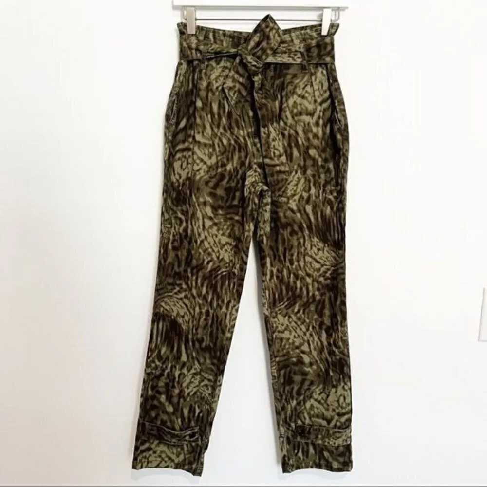 NWT Good American Tie Waist Trouser Pants in Jungle Green‎ Contemporary Size 25 - Image 4