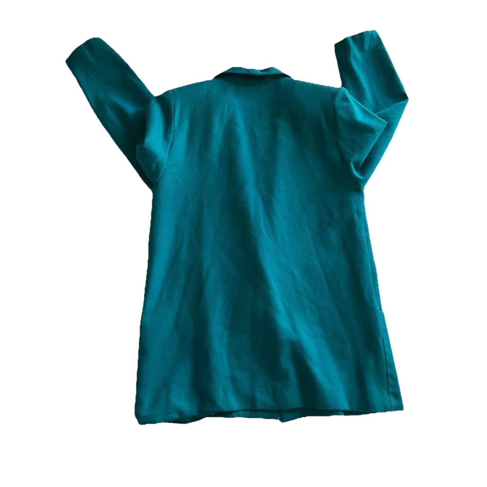 Vtg Wool Blazer Size 7/8 Turquoise Blue Preppy Button Closure - Image 2