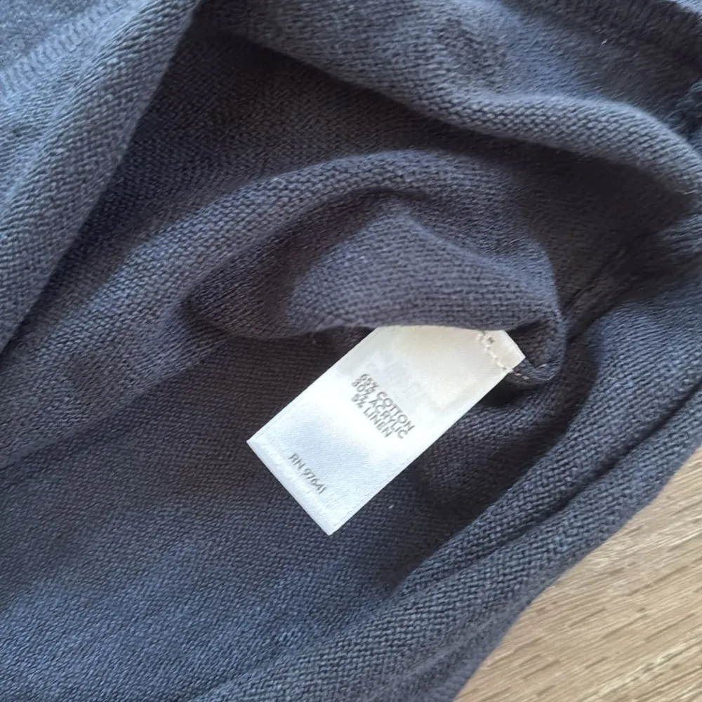 J. Jill Women’s Petite Linen Cotton Blend Long Sleeve Shirt Casual Navy Top L - Image 7