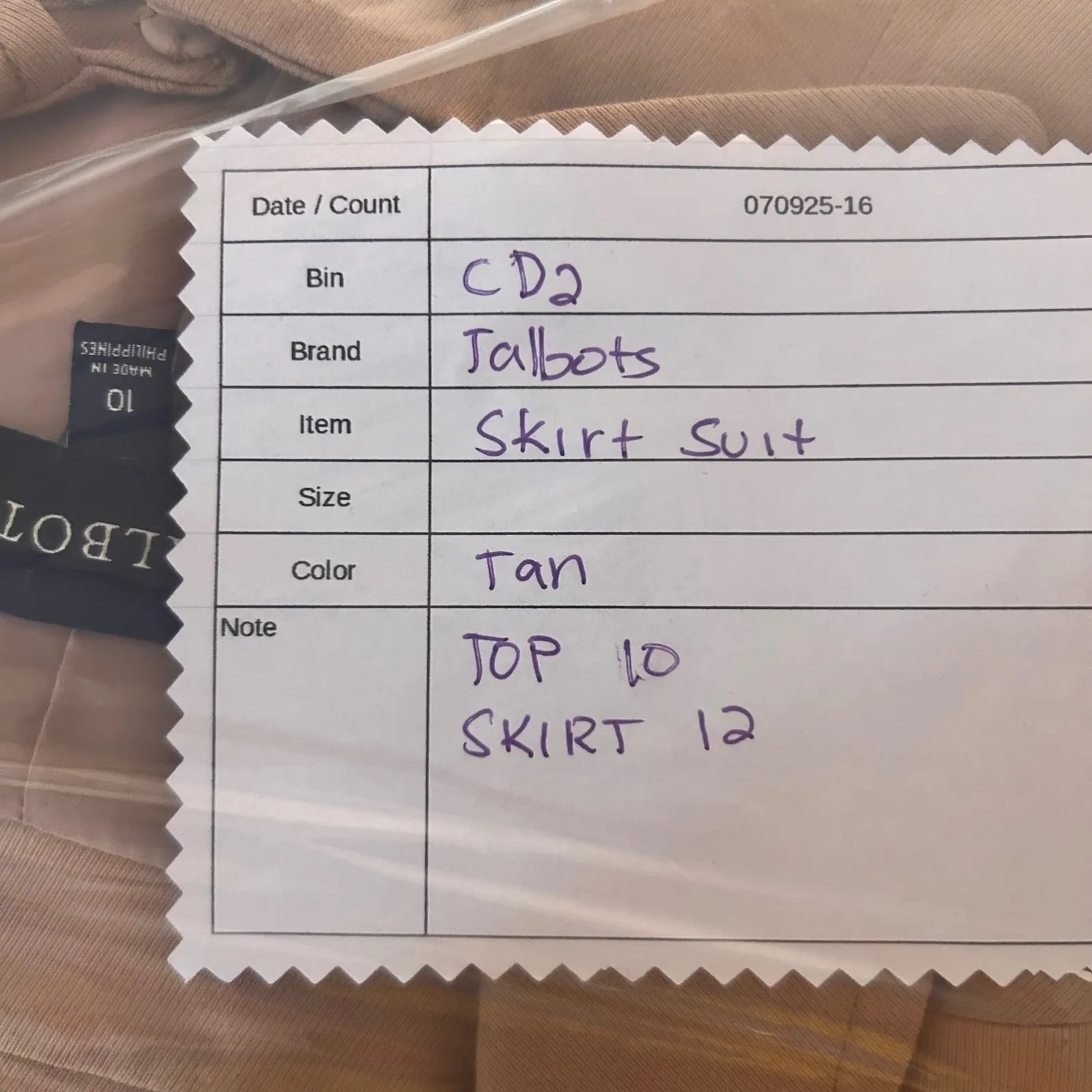 Talbots Blazer Jacket‎ Skirt Suit Tan 10 - Image 14