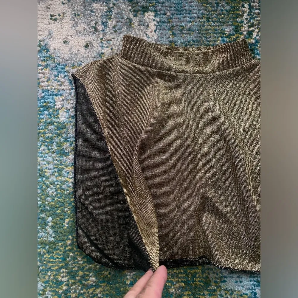 Vintage gold metallic mock neck open dickie, one size Black Size M - Image 2