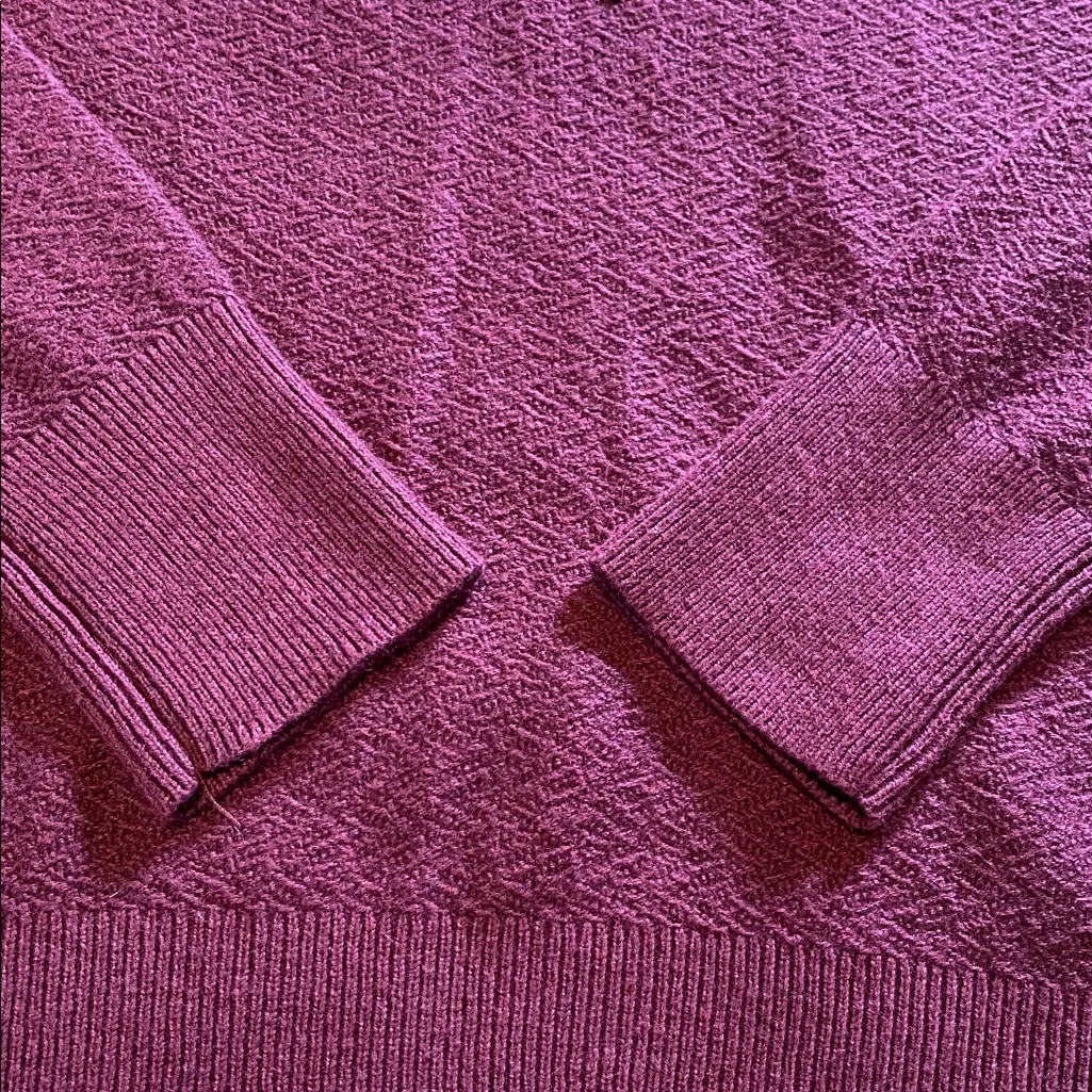 Anthropologie Field Flower Beaded Detail  Textured Cotton Sweater Crew Wine M - Image 4