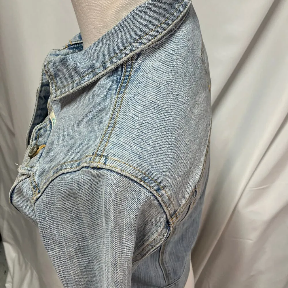 Vintage Y2K Hollister Company Denim Trucker Jacket Light wash Stretch Juniors Sm - Image 5