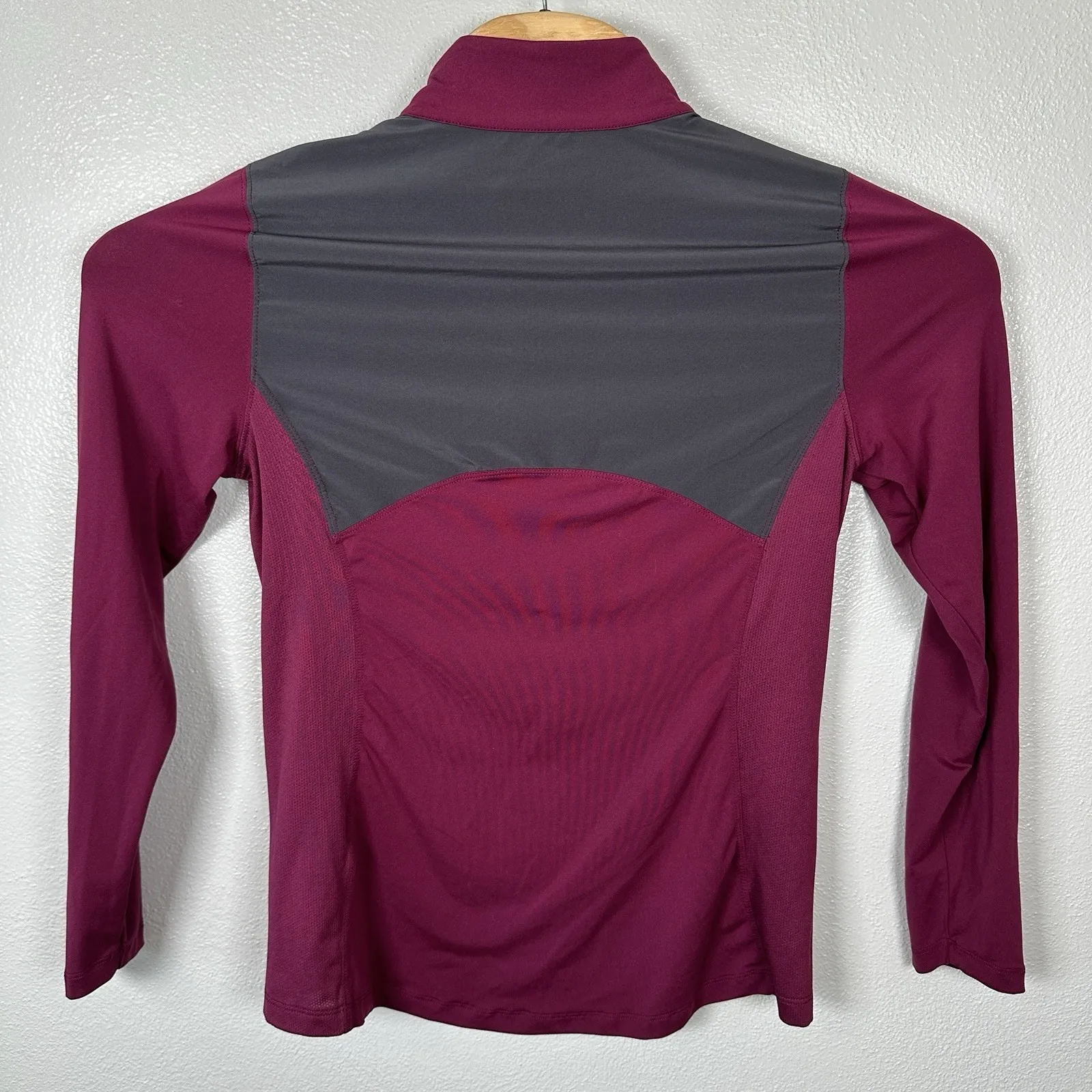 LL Bean Womens Size Medium 1/2 1/2 Zip Active Pullover Long Sleeve Maroon Wine Purple - Image 3