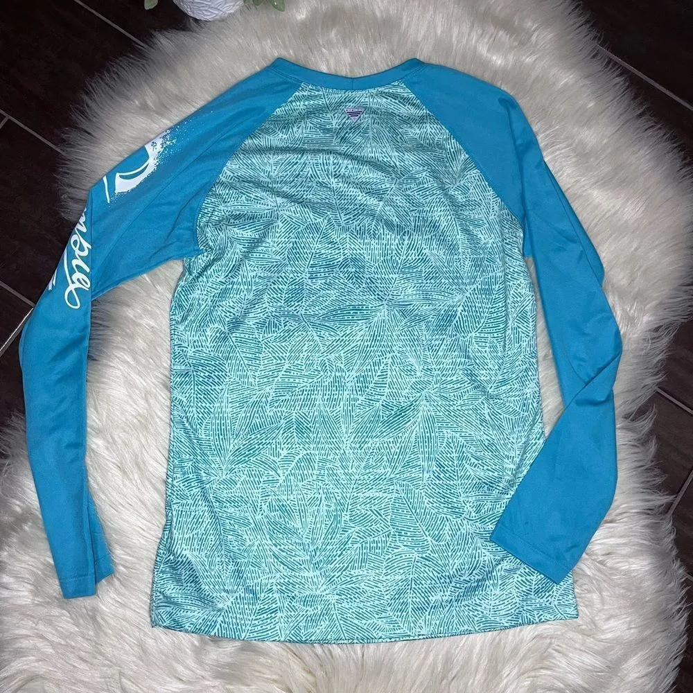 Columbia turquoise/sea green print rash gaurd sz large(14/16) - Image 4