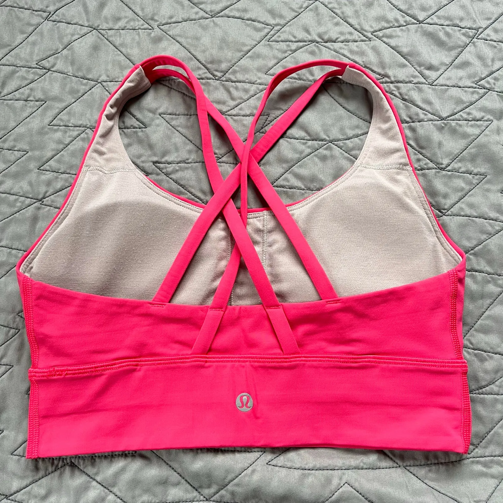Lululemon Sports Bra Energy Bra Longline Hot Pink Luxtreme Strappy Size 6 Small - Image 2