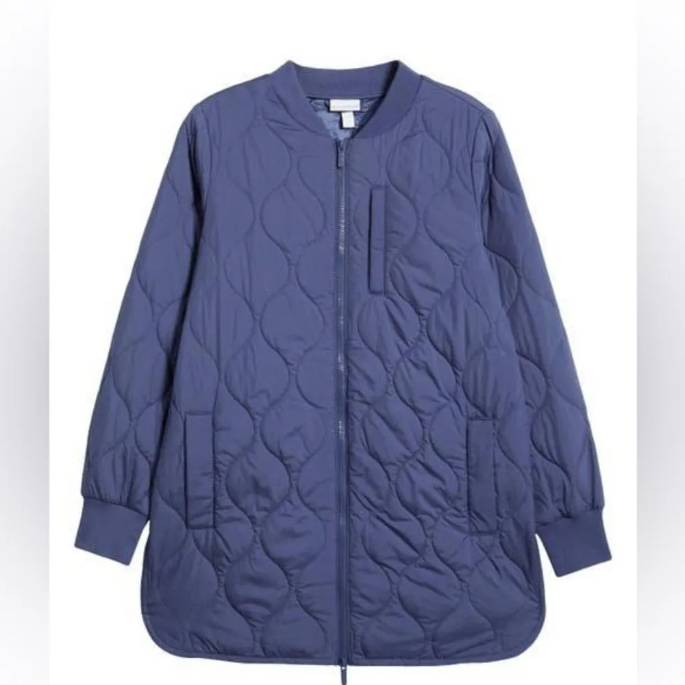 NWT Zella Longline Quilted Jacket full zip oversized women's size small - Image 2