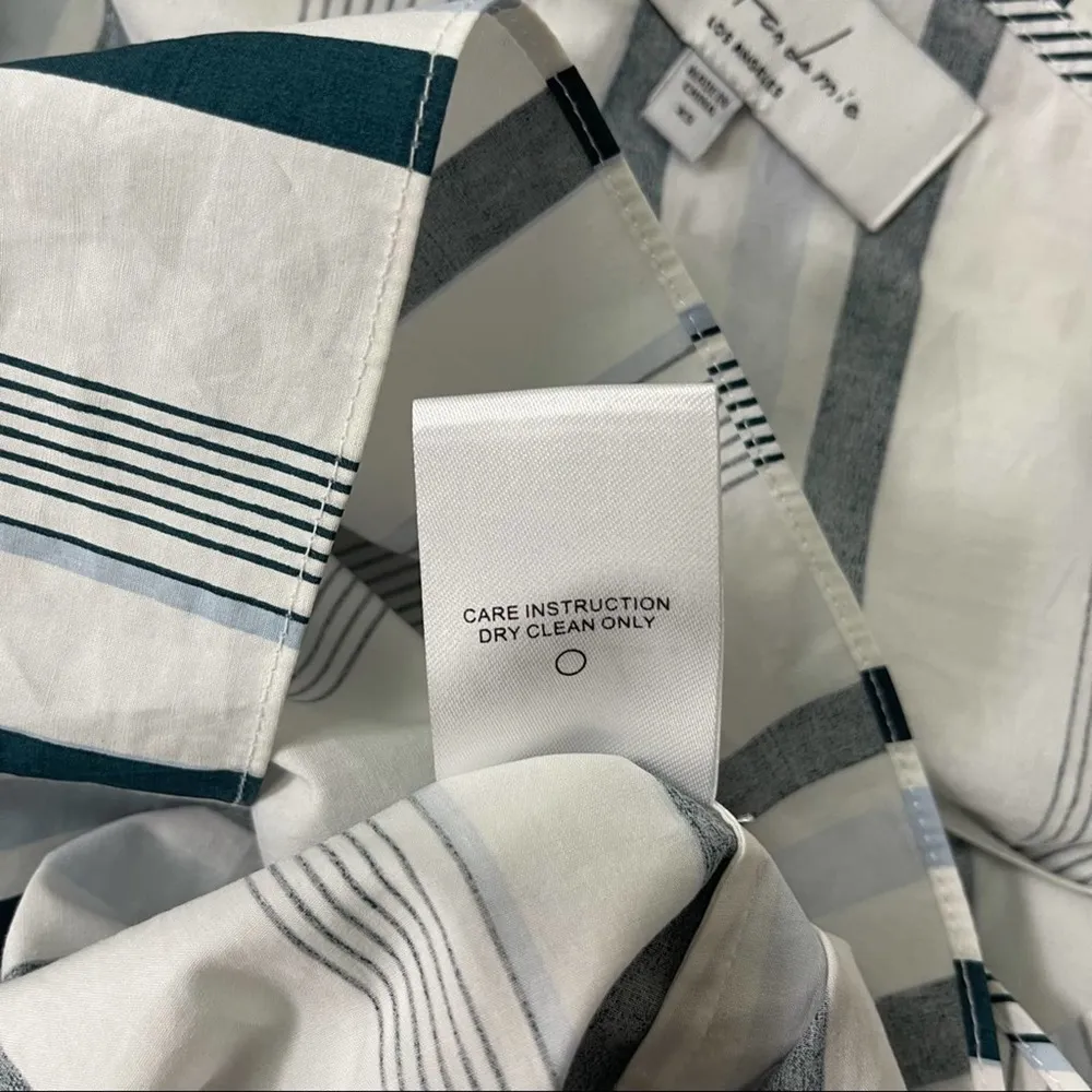 NWOT L’ACADEMIE Extra Small Blouse Indigo Stripe One Shoulder Top Revolve - Image 4