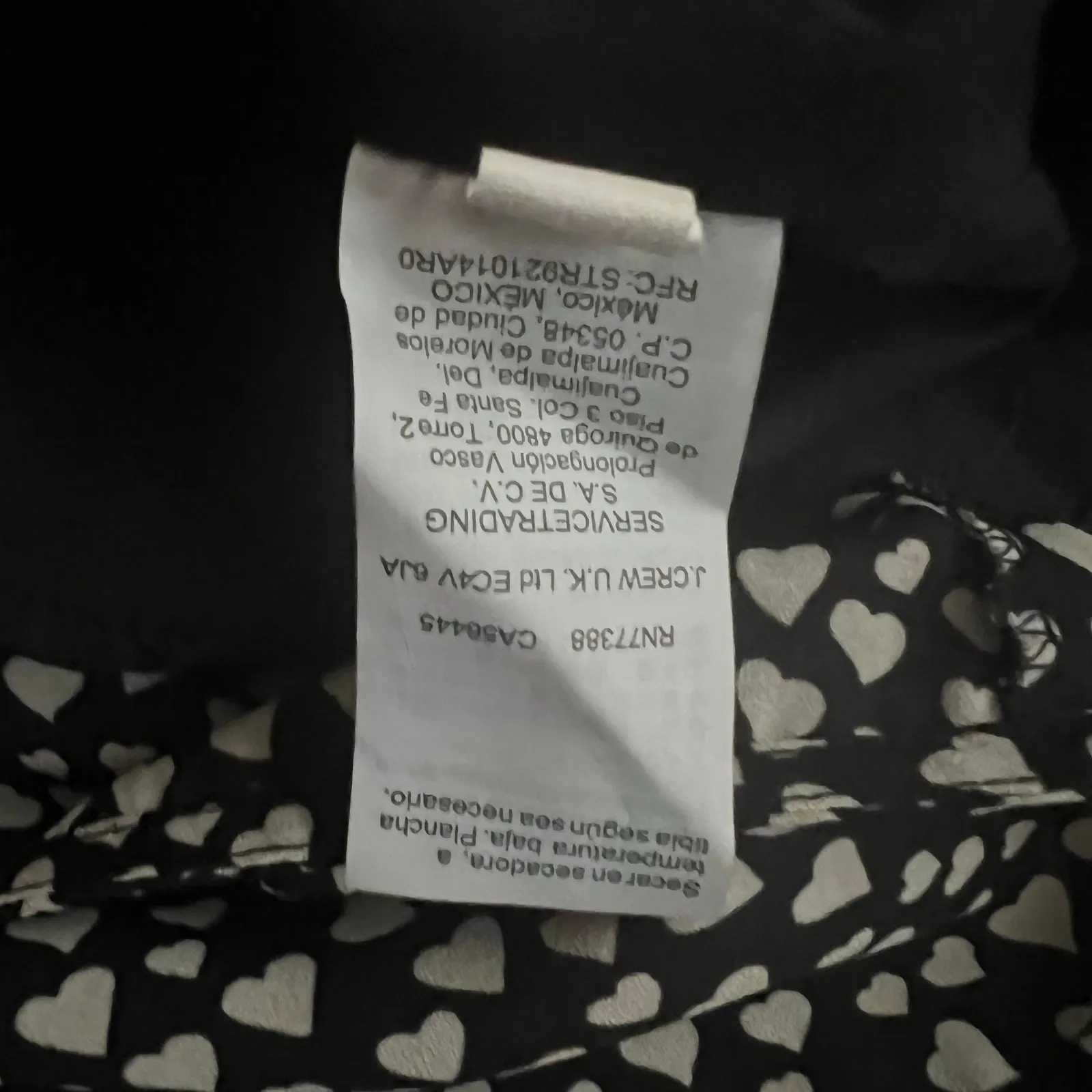 J.CREW  Black White Heart Prints Long Sleeve Knee Length Dress, US10 - Image 8