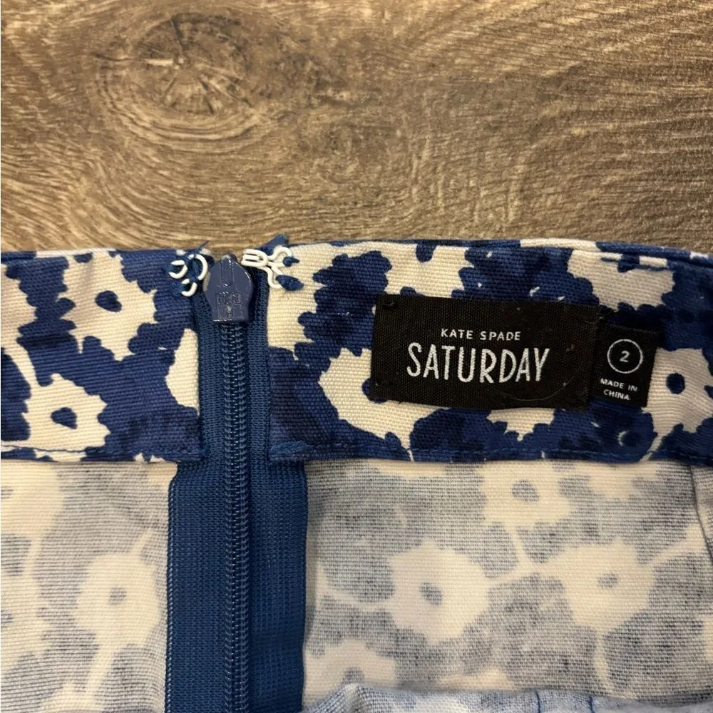 Kate Spade Saturday Women’s Blue White Floral Mini Skirt Size 2 - Image 4