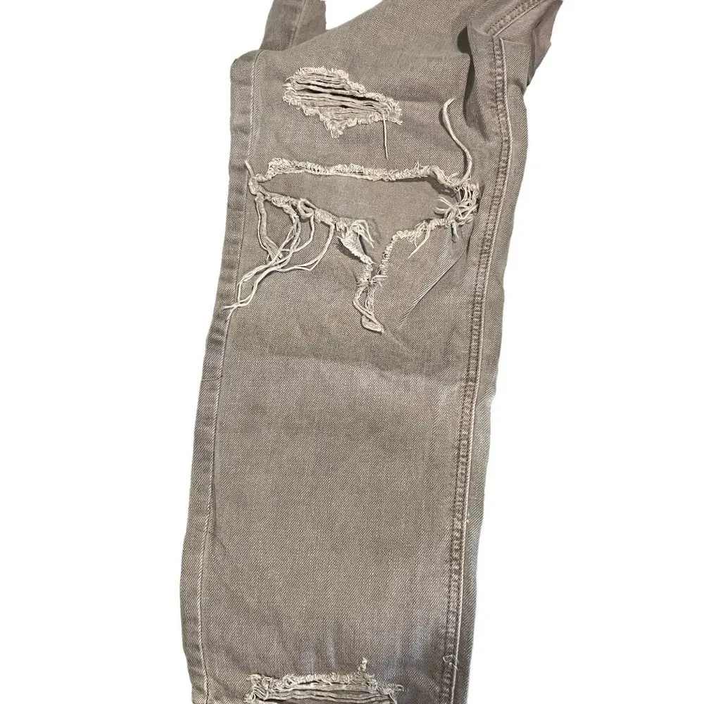 American Eagle Mom Jeans Gray Purple Color Distressed Destroyed Size 4 - Image 3