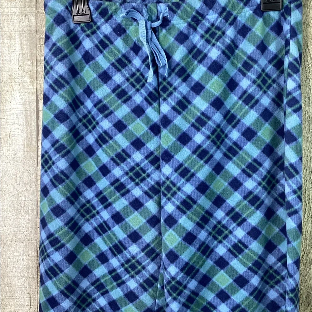 B Sleepwear Sz Small Plaid Fleece Blue Sleep Pants Stretch Drawstring Wa… - Image 3