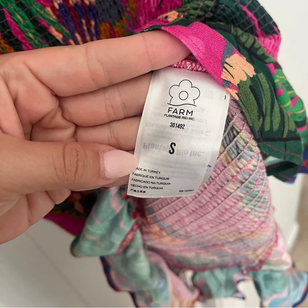 Farm Rio Painted Toucans Mini Dress Smocked Pink - Image 5