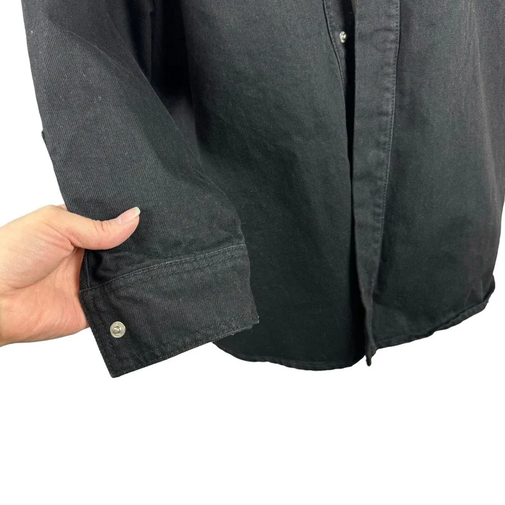 Good American Black Denim Shacket Jacket Oversized Size 1/2 Minimalist GWS999P - Image 3
