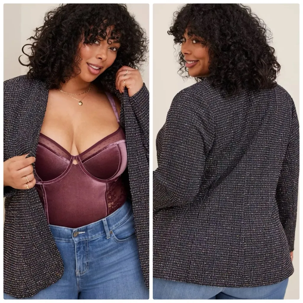 Torrid Blazer Women's‎ Boucle Collarless Blazer Size 4 4X - Image 2