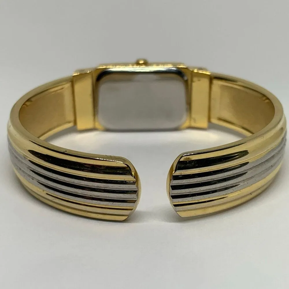 Shiffon women’s wrist watch quartz 17mm gold silver tone cuff band 6” running - Image 5