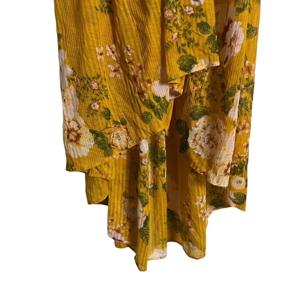 Free People Mirage Yellow Floral Print Hi-Low Tunic Dress Size Medium - Image 5
