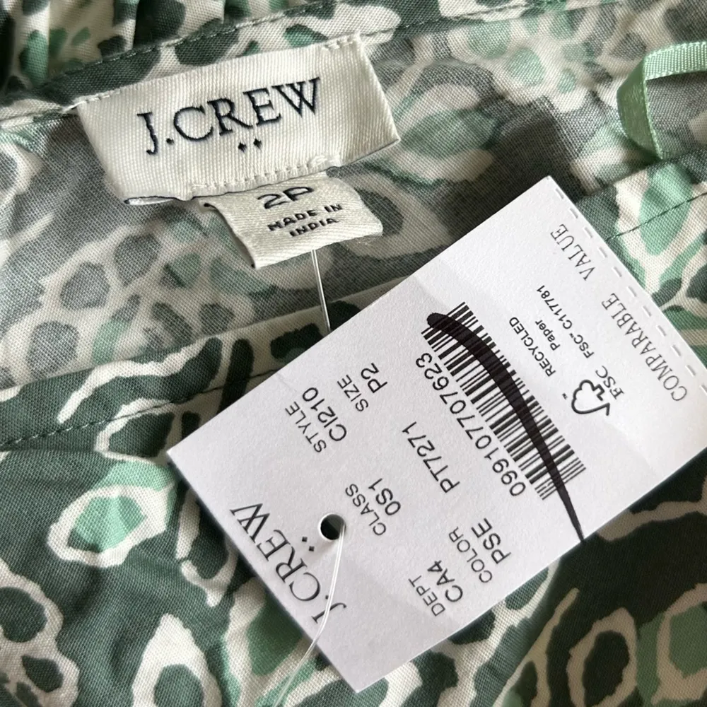 NWT J.Crew Factory Green Cotton Poplin Double V Neck Midi Dress Size 2P - Image 9