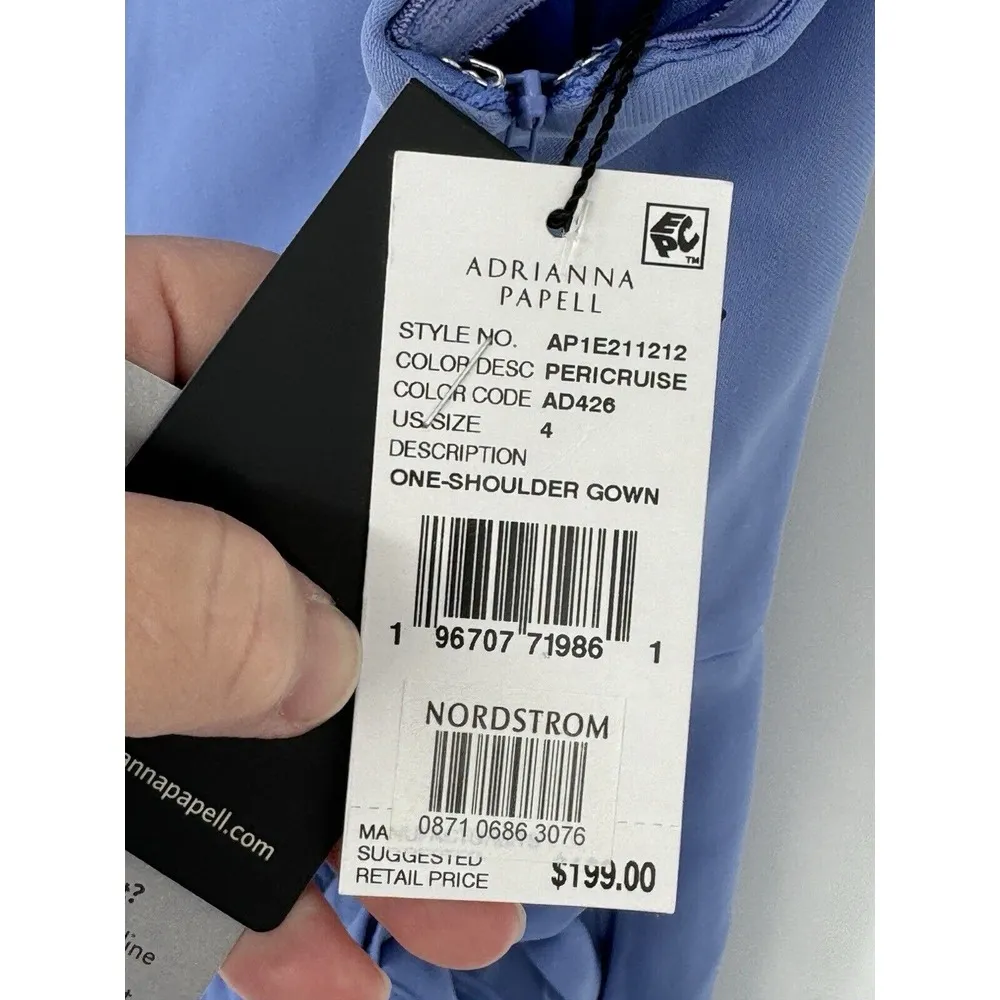 Adrianna Papell Twill One‎ Shoulder Flutter Short Sleeve Faux Wrap Dress Size 4 - Image 7