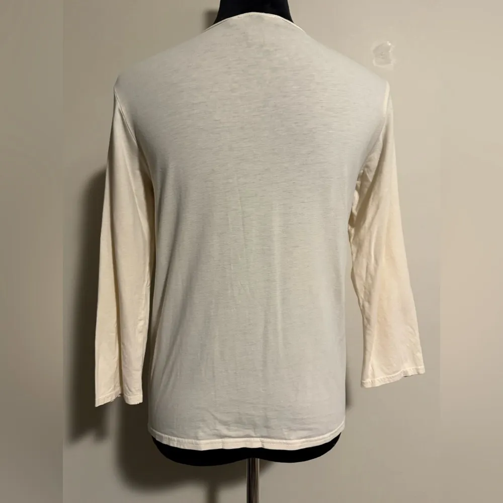 Preloved DKNY Cream Argyle Patterned Top size medium - Image 4