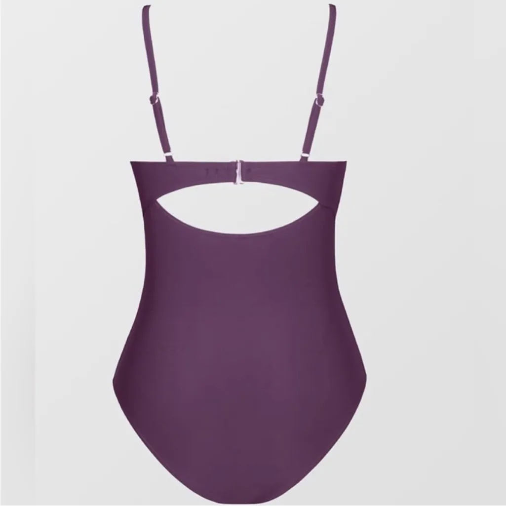 NWT CUPSHE One Piece Swimsuit Twist Front Cutout Adjustable straps purple Sz L - Image 4