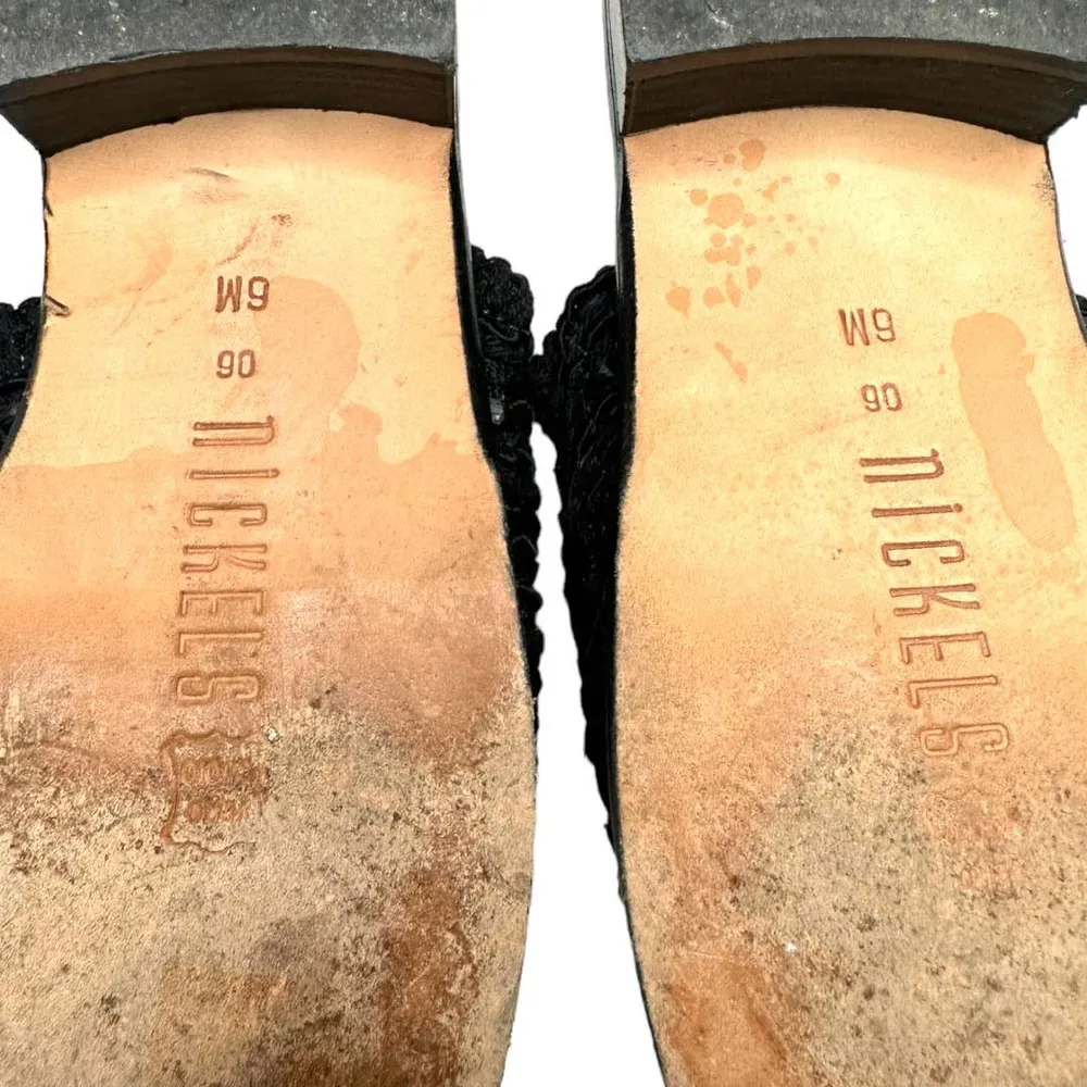 Nickels 90's Vintage Black Raffia Slide Mules Size 6 - Image 11