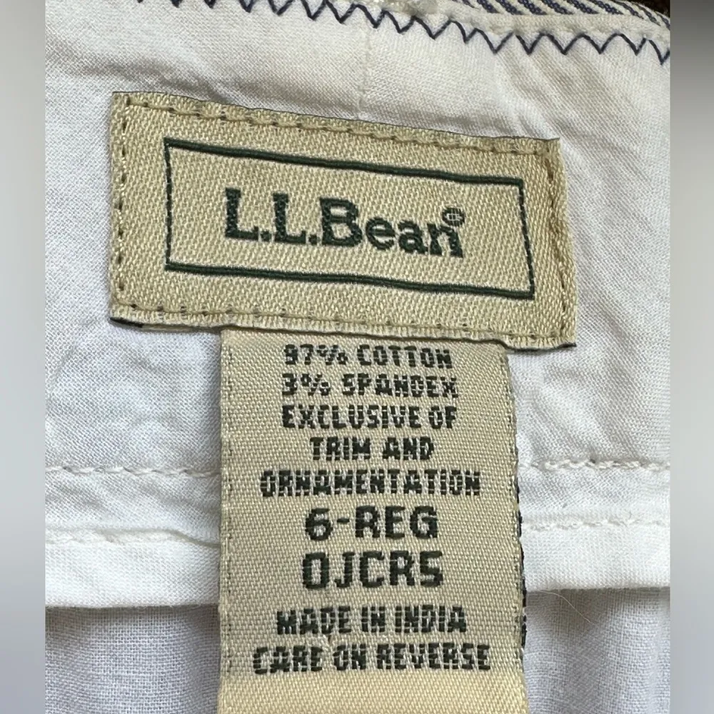 L.L Bean White And Blue Strip Summer  Midi Skirt SZ 6 Front And Back Poc… - Image 10