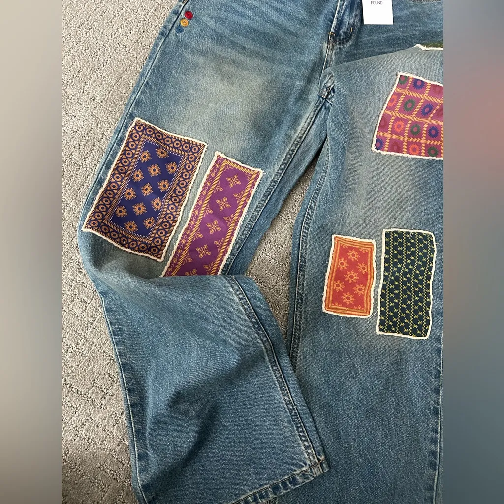 NWT Found Kantha Patchwork Jeans Blue Size 28 - Image 9